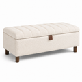 Gepolsterte Sitzbank mit Stauraum und Bouclé-Bezug, Creme, 110 × 40 × 45 cm