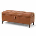 Gepolsterte Aufbewahrungsbank 110 × 40 × 45 cm, Braun/Dunkelbraun, mit Stauraum und Holzbeinen
