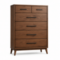 Kommode mit 6 Schubladen, 90 × 40 × 120 cm, Dunkelbraun und Schwarz, Retro-Stil