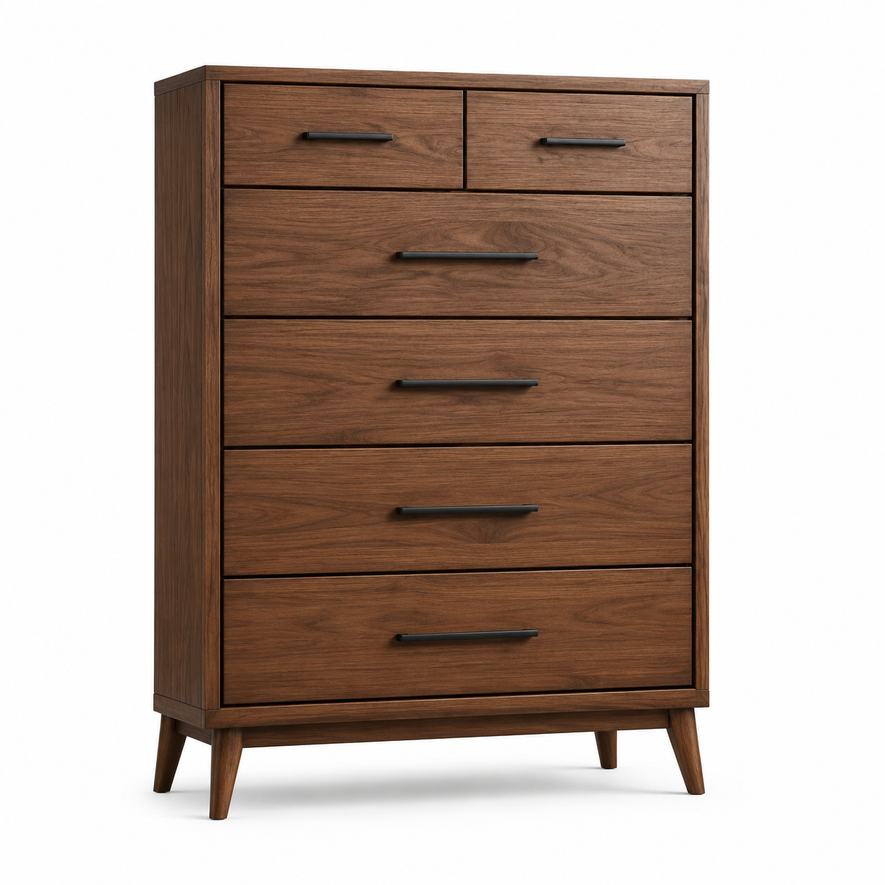 Kommode mit 6 Schubladen, 90 × 40 × 120 cm, Dunkelbraun und Schwarz, Retro-Stil
