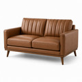 2-Sitzer-Sofa in Braun, 170 × 85 × 84 cm, Lederoptik mit Holzrahmen und Holzbeinen