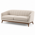 Modernes 3-Sitzer-Sofa mit Strukturstoff und Holzgestell, Beige/Braun, 210 × 90 × 82 cm