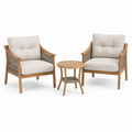 3-teilige Gartensitzgruppe mit 2 Sesseln 73 × 78 × 81 cm und Rundtisch Ø 50 × 50 cm, Naturfarben/Creme/Grau