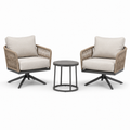 3-teiliges Gartenmöbel-Set mit 2 Drehsesseln 75 × 78 × 82 cm und Beistelltisch Ø 50 × 52 cm, Beige/Taupe/Anthrazit