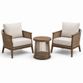 Dreiteiliges Gartenmöbel-Set Braun/Beige, 2 Sessel je 73 × 78 × 86 cm und Beistelltisch Ø 55 × 55 cm