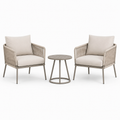 3-teiliges Gartenmöbel-Set Beige/Taupe mit 2 Sesseln 73 × 76 × 82 cm und Beistelltisch Ø 50 × 50 cm