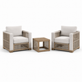 3-teilige Garten-Sitzgruppe mit 2 Sesseln 78 × 78 × 75 cm und Beistelltisch 50 × 50 × 45 cm, Beige/Naturbraun