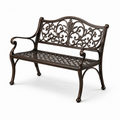 Metall-Gartenbank mit Armlehnen und floralen Ornamenten, 112 × 60 × 90 cm, Dunkelbronze
