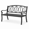 Schwarze Metall-Gartenbank für 2 Personen mit Armlehnen, 127 × 60 × 85 cm