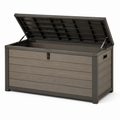 Garten-Aufbewahrungsbox mit Klappdeckel, 150 × 75 × 85 cm, Grau/Anthrazit, Kunststoff und beschichtetes Metall
