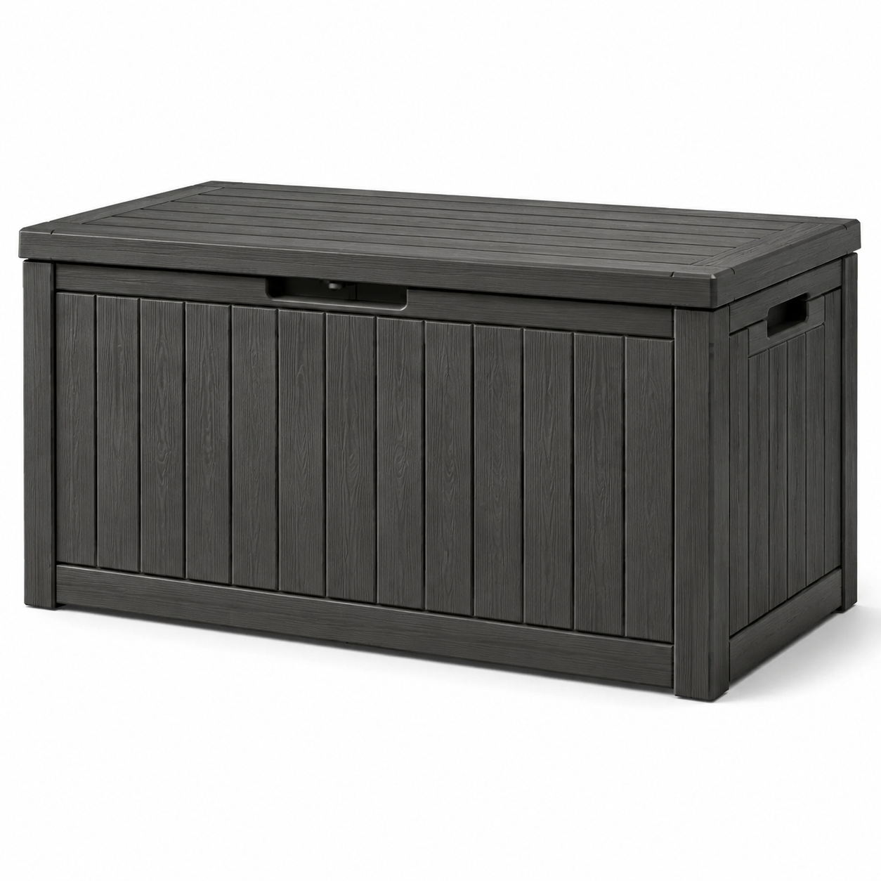 Garten-Aufbewahrungsbox aus Kunststoff mit Klappdeckel, 120 × 56 × 63 cm, Anthrazit