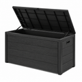 Garten-Aufbewahrungsbox aus Kunststoff mit Klappdeckel, Schwarz, 132 × 61 × 65 cm
