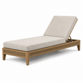 Sonnenliege aus Holz mit Flechtwerk, verstellbarer Rückenlehne und Polsterauflage, Beige/Natur, 200 × 75 × 85 cm