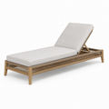Verstellbare Gartenliege aus Holz mit Seilgeflecht und Polsterauflage, Beige/Naturbraun, 200 × 75 × 95 cm