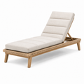 Gartenliege aus Holz mit Polsterauflage und verstellbarer Rückenlehne, Beige/Naturbraun, 200 × 75 × 95 cm
