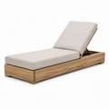 Gartenliege aus Holz in Natur und Beige, 200 × 75 × 35 cm, mit verstellbarer Rückenlehne